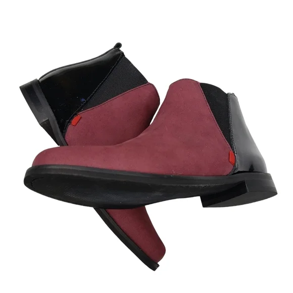 Marc JosephNIB Williamsburg Bootie Wine Nubuck Leather Pull On Boots Girl 3.5